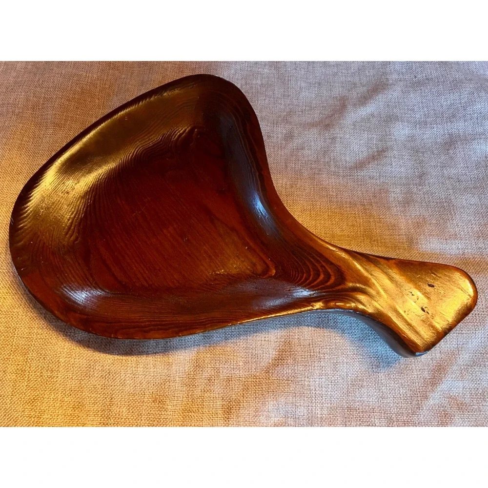 Vintage‎ Artisian Handcrafted Solid Wood Bowl or Handled Serving Tray 15